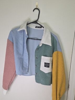 SHEIN Pastel Colorblock Corduroy Jacket - Blue, Green, Pink, Yellow